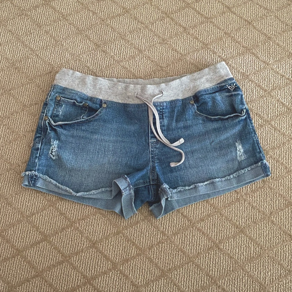 Justice Distressed Denim Drawstring Jean Shorts